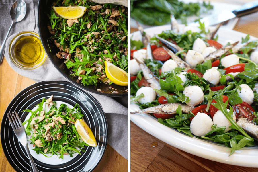 Salată cu rucola și sardine